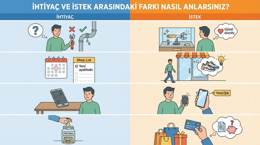 Sosyal medyada “ihtiyaç mı istek mi” ayrımı ile alışveriş kontrolü 2 İhtiyaç ve İstek Arasındaki Farkı Nasıl Anlarsınız?