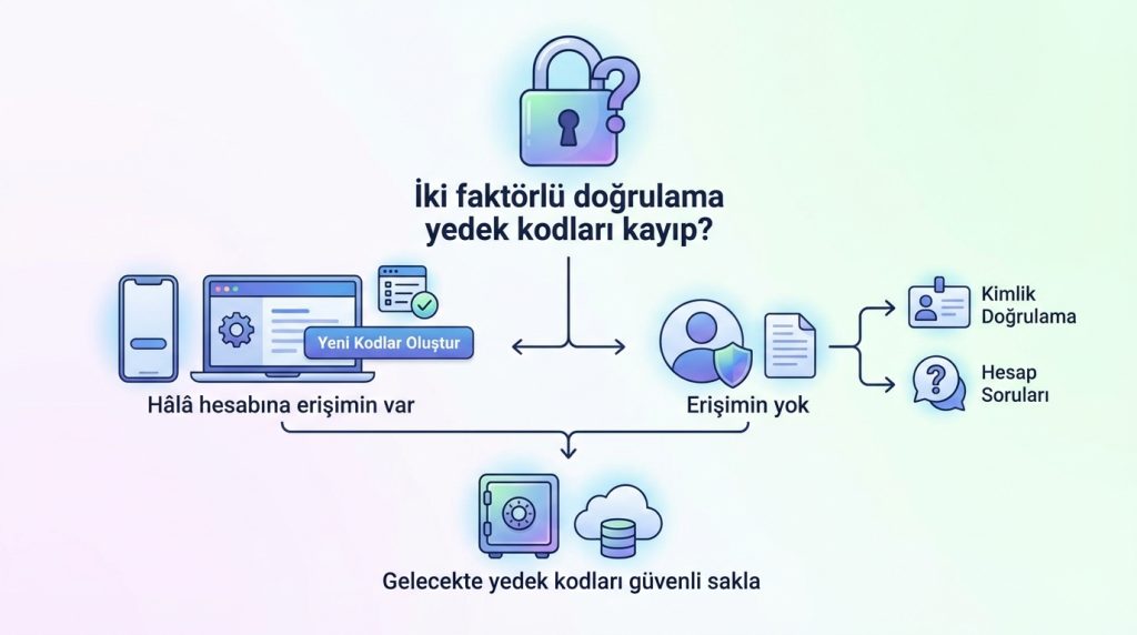 İki faktörlü doğrulama yedek kodlarımı kaybettim, ne olacak?