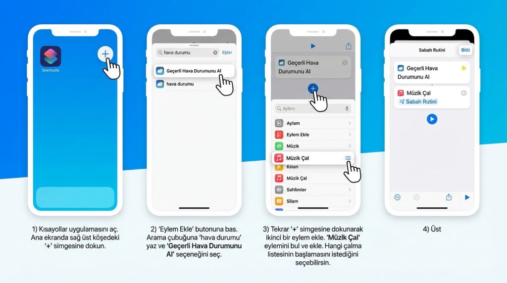 iPhone’da Uygulama Kısayolları ile Zaman Kazanma 2 İlk Kısayolunu Oluşturma Adımları