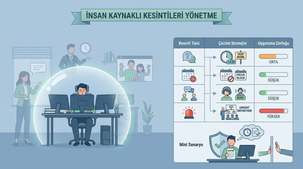 Çalışma ortamında dikkat dağıtıcıları azaltma kontrol listesi 3 İnsan Kaynaklı Kesintileri Yönetme