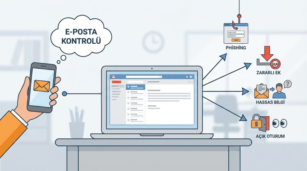 İş cihazımda sadece e-posta kontrol etsem bile risk var mı?