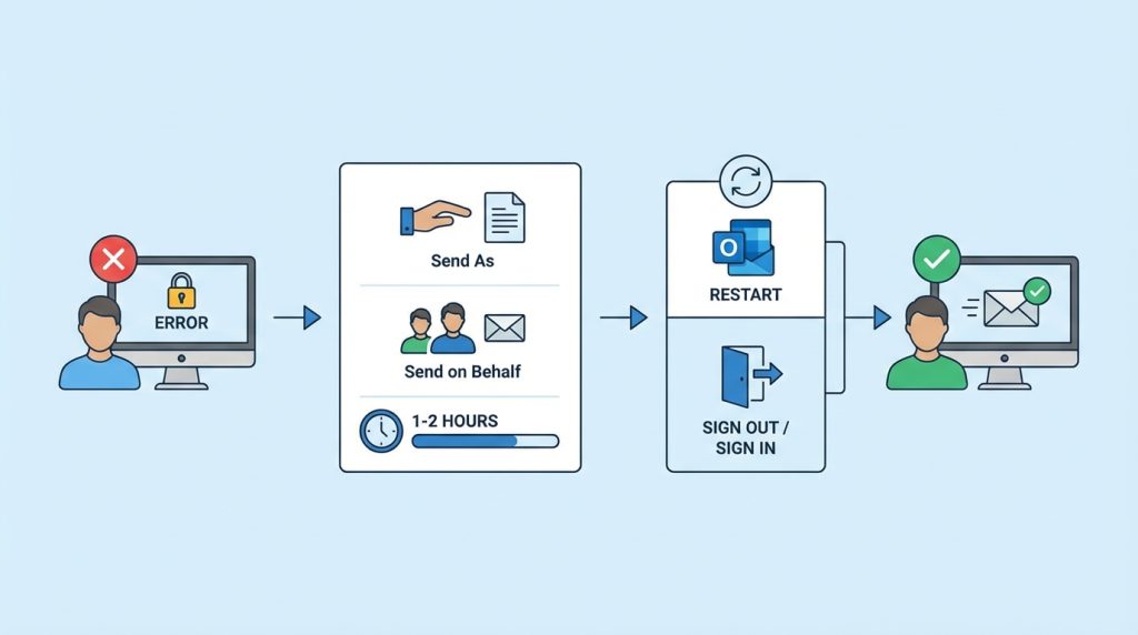 Outlook’ta Paylaşılan Posta Kutusundan Mail Gönderme 4 "İzniniz Yok" veya "Permission Denied" Hatası