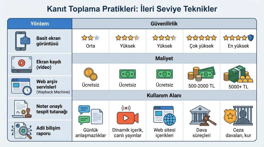 Kanıt Toplama Pratikleri: İleri Seviye Teknikler