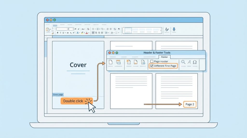 Kapak sayfasına sayfa numarası eklenmesini nasıl engellerim?
