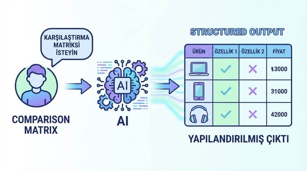 Yapay Zekâ ile Karşılaştırma Tablosu Oluşturma 2 Karşılaştırma Matriksi İsteyin