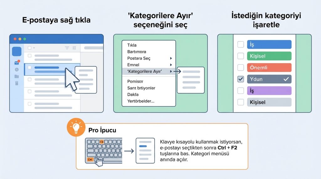 Outlook’ta Kategoriye Göre Arama ve Filtreleme 2 Kategori Atamanın Hızlı Yolu