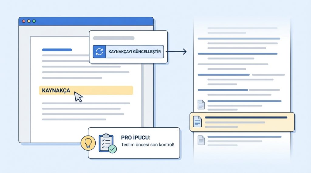 Word’de Alıntı ve Kaynakça Oluşturma 4 Kaynakçayı Güncelleme