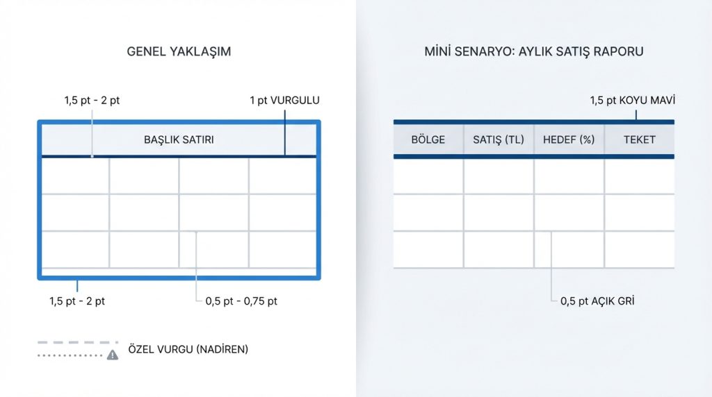 Kenarlık Stili ve Kalınlık Seçimi