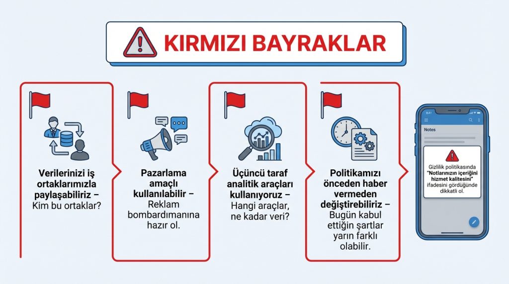 Uygulama incelemesi: gizlilik ve izinler nasıl değerlendirilir? 3 Kırmızı Bayraklar