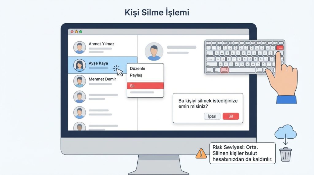 Outlook for Mac'te Kişileri Düzenleme ve Temizleme 2 Kişi Silme İşlemi
