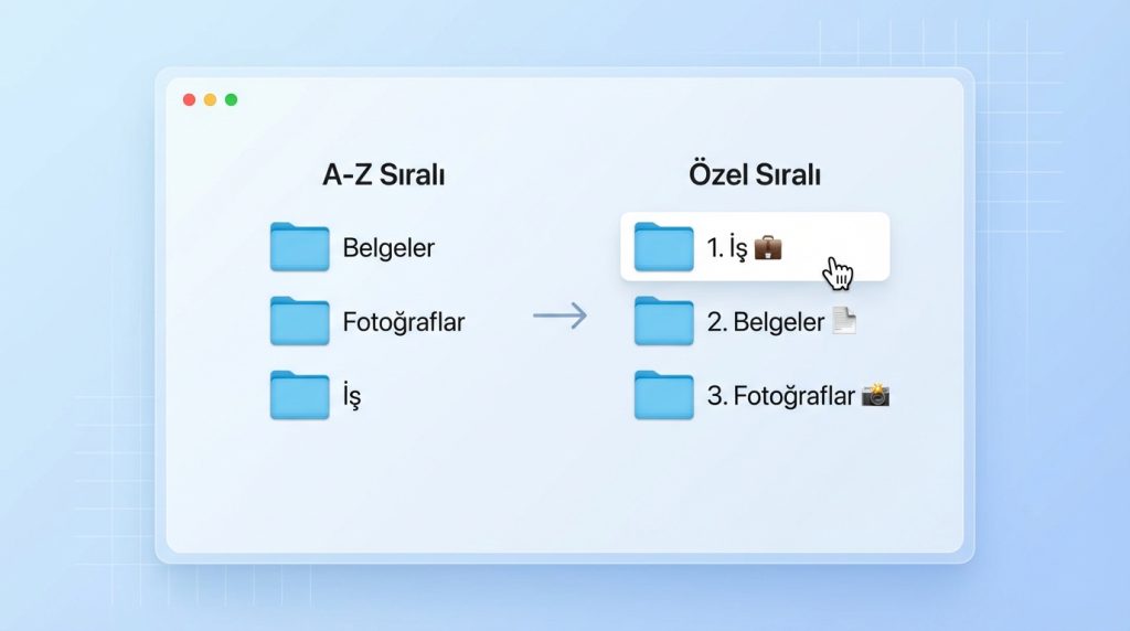 Klasörleri alfabetik sıra dışında sıralayabilir miyim?