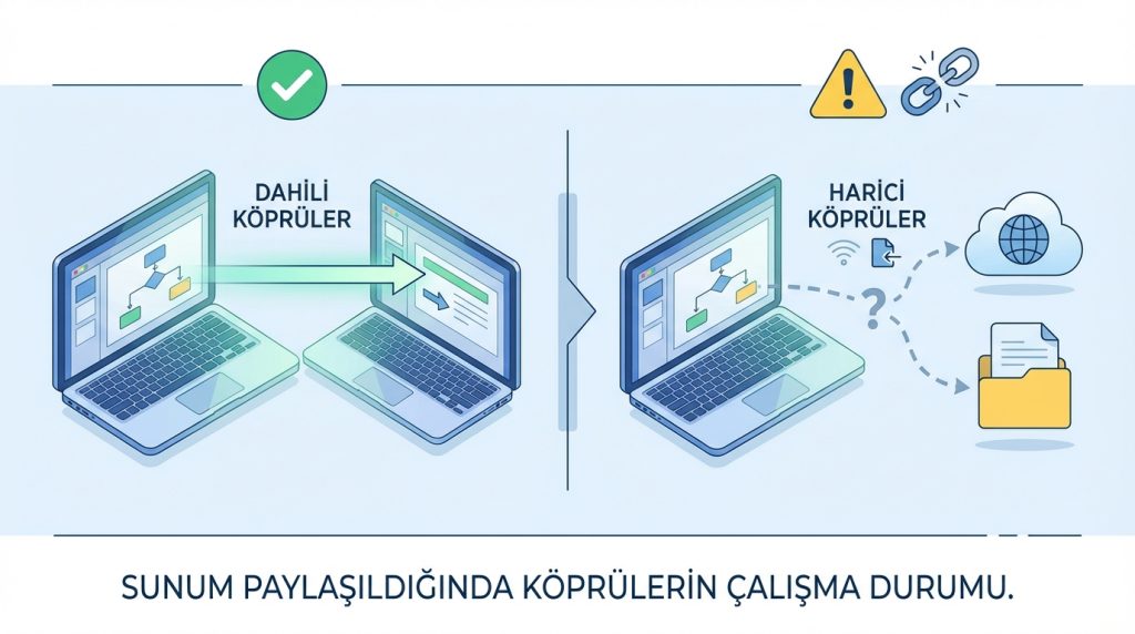 PowerPoint’te Slayt İçinde Menü Yapma 4 Köprüler sunum paylaşıldığında çalışır mı?