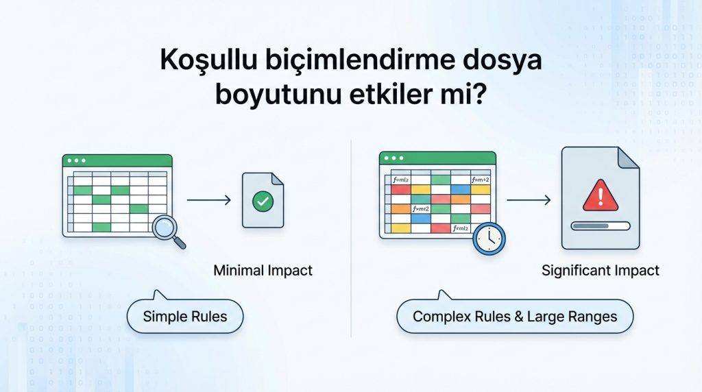 Koşullu biçimlendirme dosya boyutunu etkiler mi?