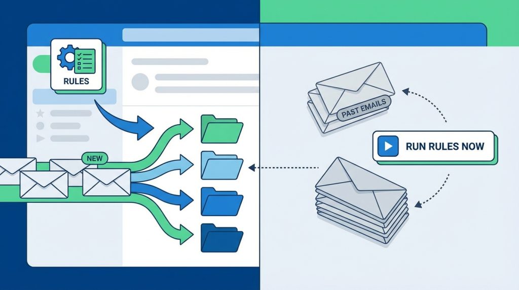 Kurallar gönderilmiş e-postalara geriye dönük uygulanır mı?