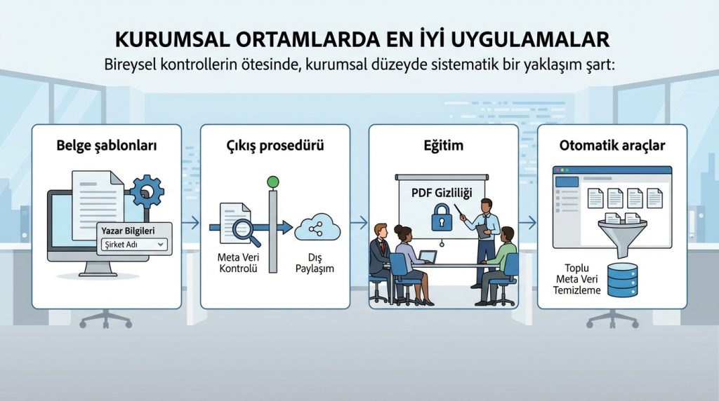 PDF’lerde gizli meta veriler olabilir mi? Temel kontrol 4 Kurumsal Ortamlarda En İyi Uygulamalar