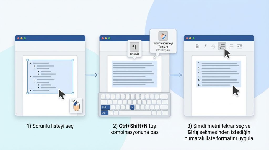 Liste Formatını Tamamen Sıfırlama