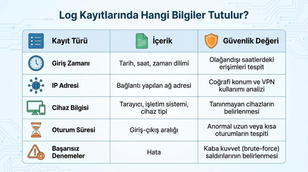 Log Kayıtlarında Hangi Bilgiler Tutulur?