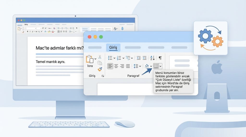 Mac'te adımlar farklı mı?