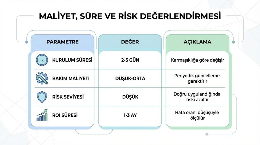 Maliyet, Süre ve Risk Değerlendirmesi