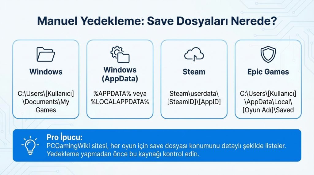 Manuel Yedekleme: Save Dosyaları Nerede?