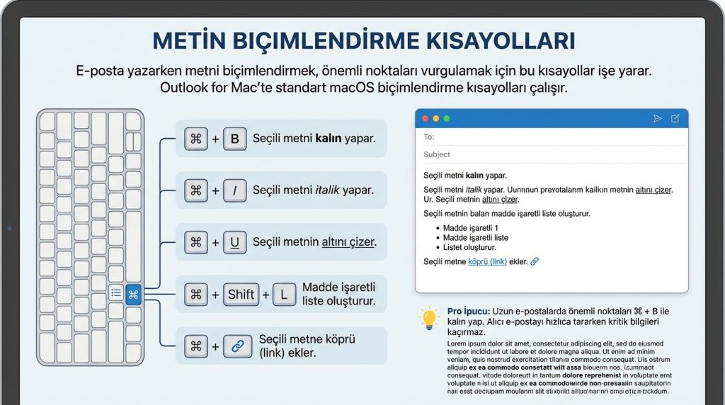 Metin Biçimlendirme Kısayolları