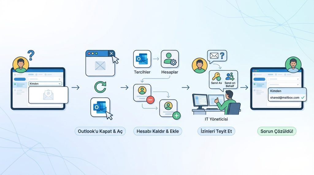 Outlook for Mac'te Paylaşılan Posta Kutusundan Mail Gönderme 3 Mini Senaryo: Adres Listede Yok mu?