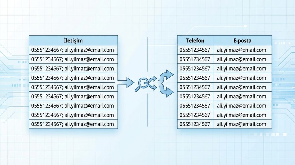 Word’de Tablo Hücrelerini Birleştirme ve Bölme 3 Mini Senaryo: İletişim Bilgilerini Ayırma