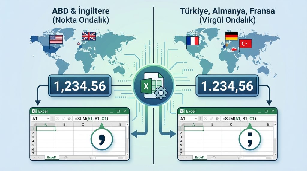 Excel’de Virgül/Noktalı Virgül Ayracı Sorunu: Formül Yazarken Dikkat 2 Neden Virgül ve Noktalı Virgül Farkı Var?