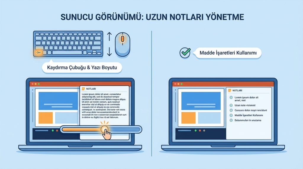 Notlarım çok uzun, ekrana sığmıyor. Ne yapmalıyım?