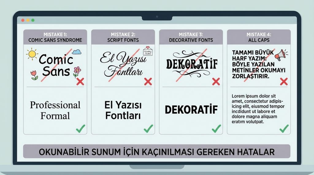 Okunabilir Sunum İçin Kaçınılması Gereken Hatalar