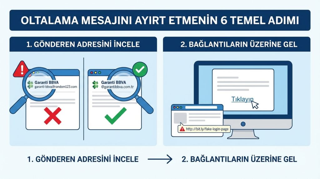 Oltalama (phishing) mesajı nasıl ayırt edilir? 2 Oltalama Mesajını Ayırt Etmenin 6 Temel Adımı