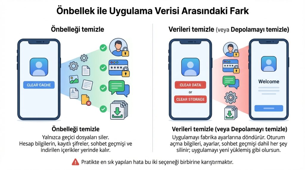 Önbellek ile Uygulama Verisi Arasındaki Fark