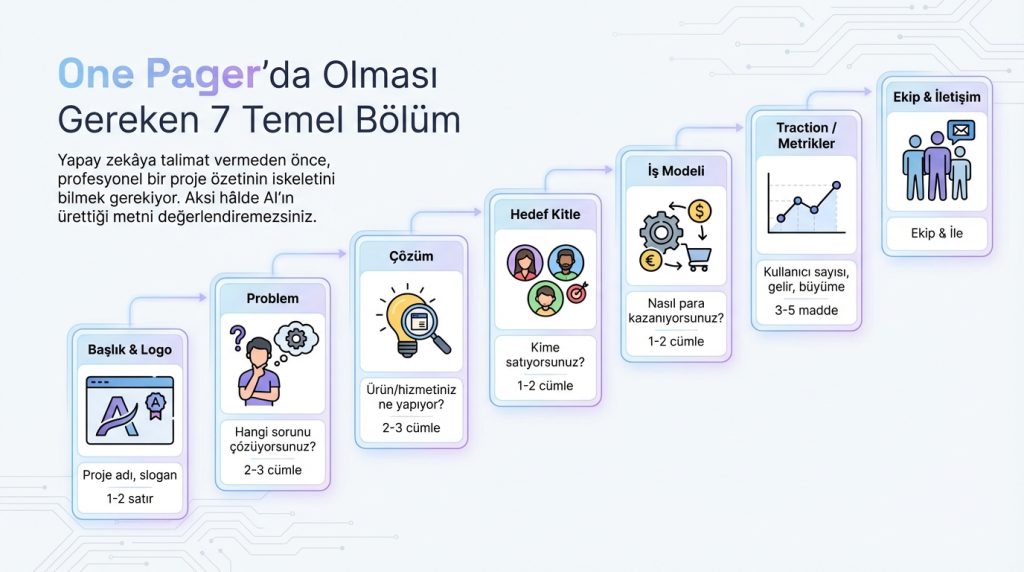 One Pager'da Olması Gereken 7 Temel Bölüm