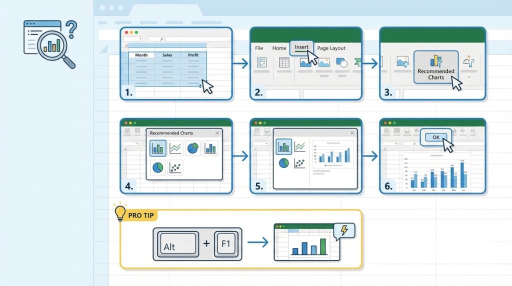 Excel’de Önerilen Grafikler Nedir? Hızlı Görselleştirme Yöntemi 2 Önerilen Grafikler Nasıl Kullanılır?