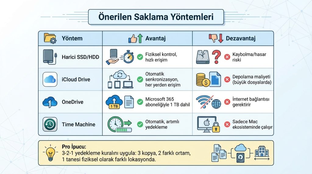 Önerilen Saklama Yöntemleri