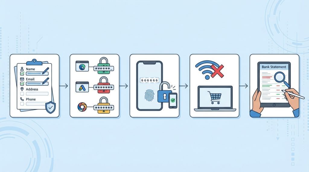 Online alışverişte dolandırıcılık kontrol listesi 5 Online alışverişte kişisel bilgilerimi nasıl korurum?