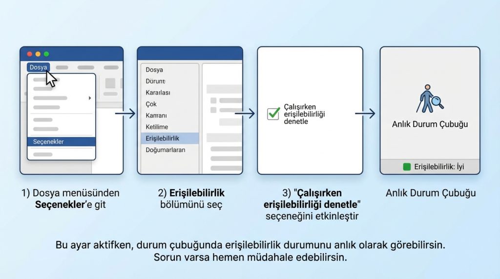 Word’de Erişilebilirlik Denetimi: Daha Okunabilir Doküman Hazırlama 4 Otomatik Denetimi Etkinleştir