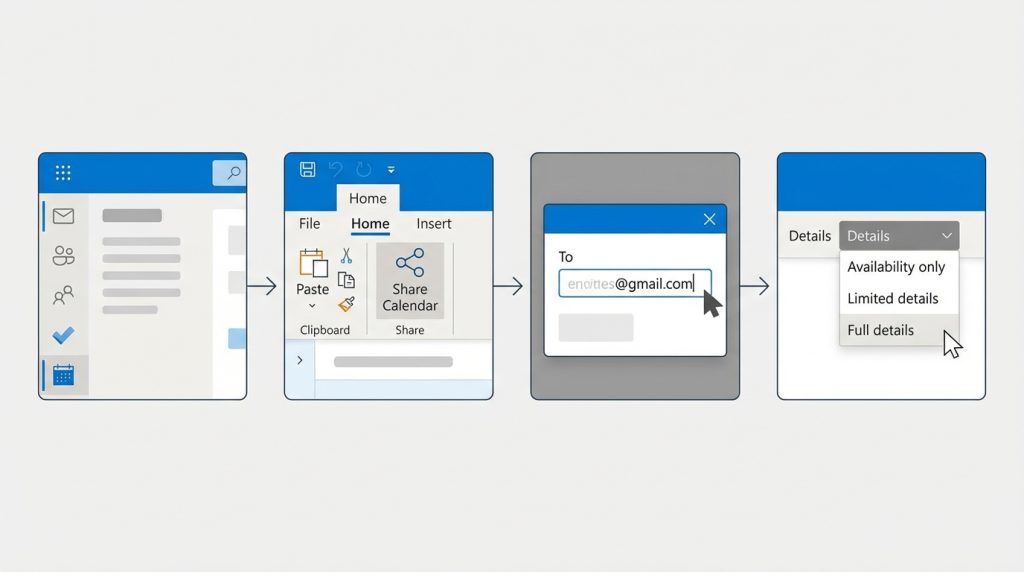 Outlook’ta Takvim Paylaşma: Görüntüleme İzni ile Paylaşım 2 Outlook Masaüstü'nde Takvim Paylaşma Adımları