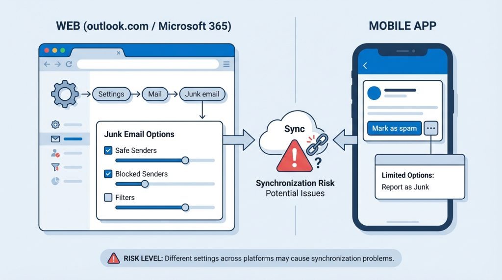 Outlook Web ve Mobil Uygulamada Farklılıklar