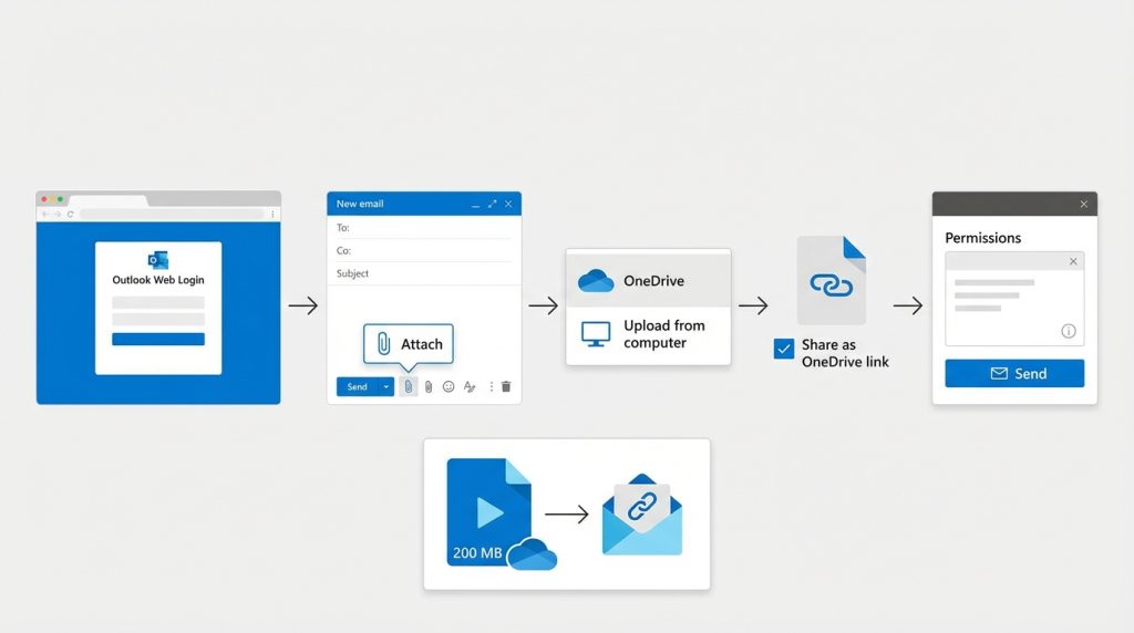 Outlook’ta Büyük Ekler için En Doğru Paylaşım Mantığı 3 Outlook Web'de Adımlar