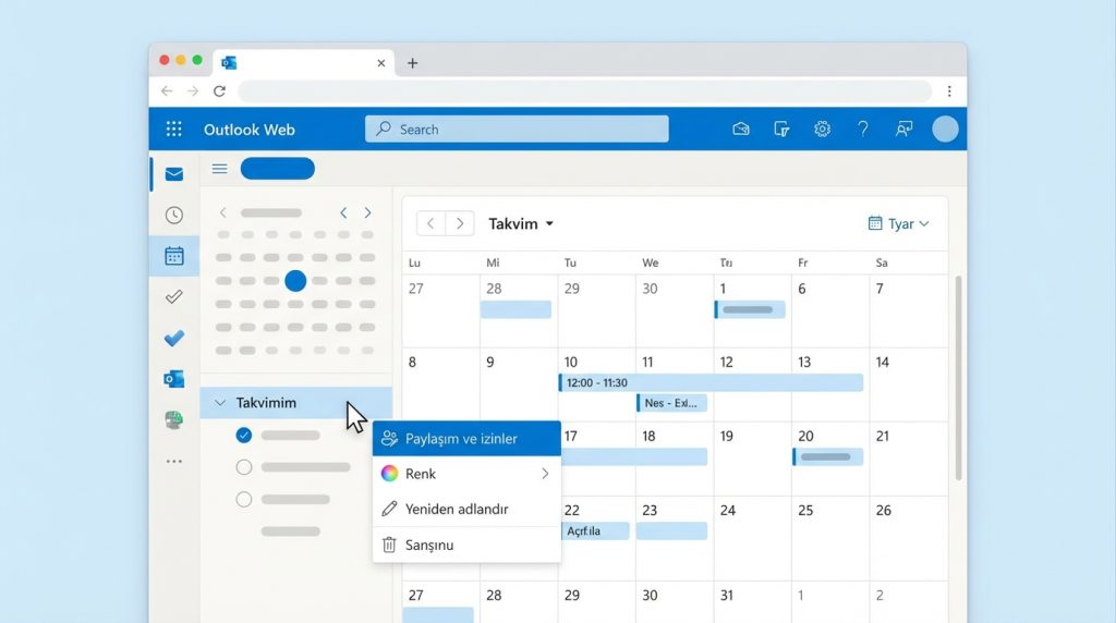 Outlook Web'den takvim paylaşabilir miyim?