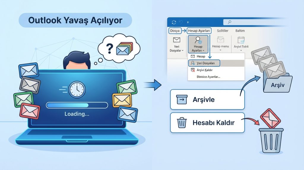 Outlook açılışta çok yavaş, hesap sayısıyla ilgili mi?