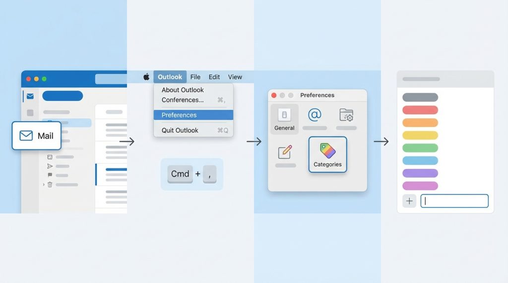 Outlook for Mac'te Kategori Oluşturma Adımları