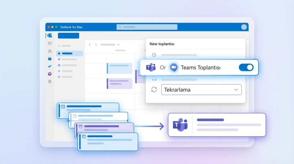 Outlook for Mac'te Teams toplantısı olarak tekrarlayan etkinlik oluşturabilir miyim?
