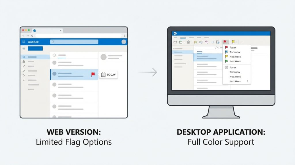 Outlook'ta bayrak renkleri web versiyonunda da var mı?