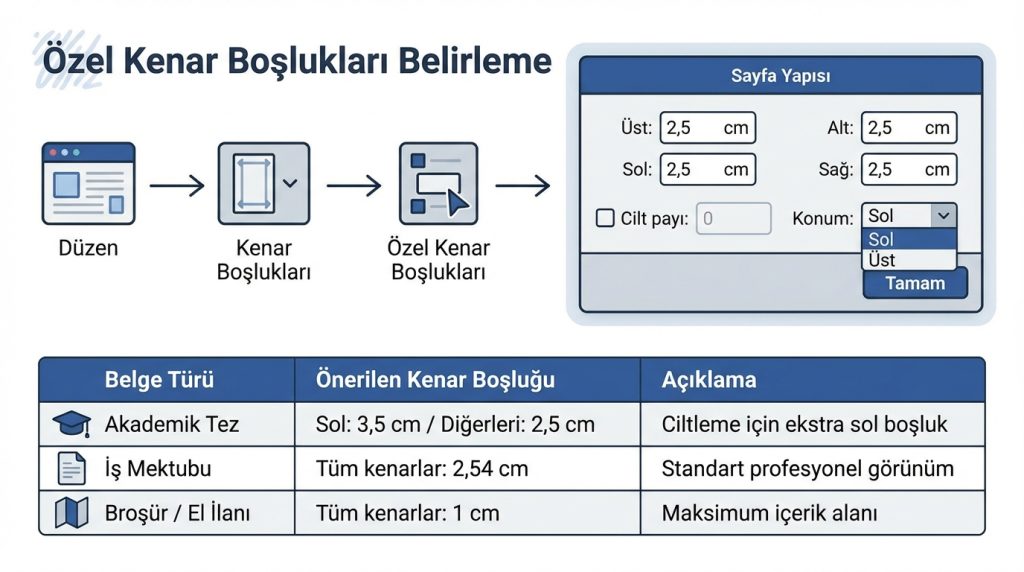 Word’de Sayfa Düzeni Ayarları: Kenar Boşlukları, Yön, Boyut 2 Özel Kenar Boşlukları Belirleme