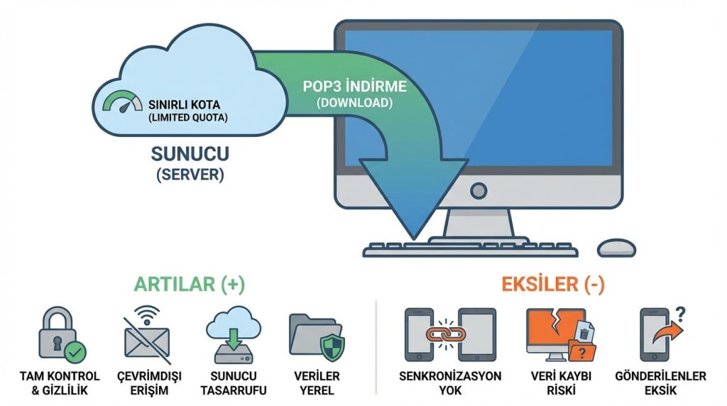 Outlook’ta IMAP POP ve Exchange Farkı Nedir? 2 POP3: Tek Cihaz, Tam Kontrol