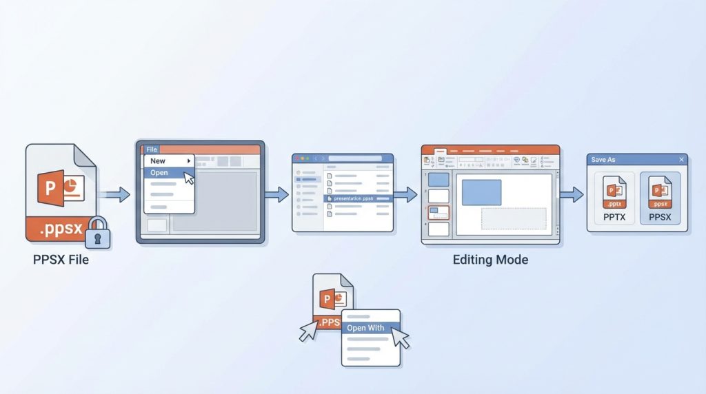 PowerPoint’te Dosyayı PPSX Olarak Kaydetme 4 PPSX Dosyasını Tekrar Düzenleme