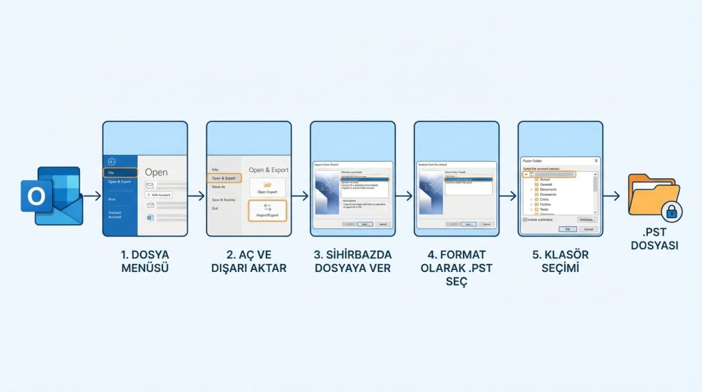 PST Formatında E-posta Dışa Aktarma Adımları