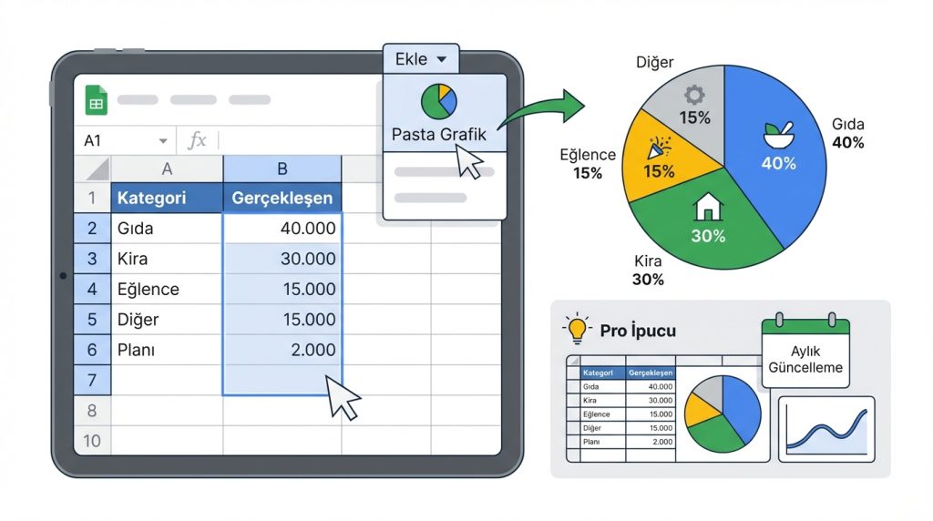 Pasta veya Çubuk Grafik Ekleme